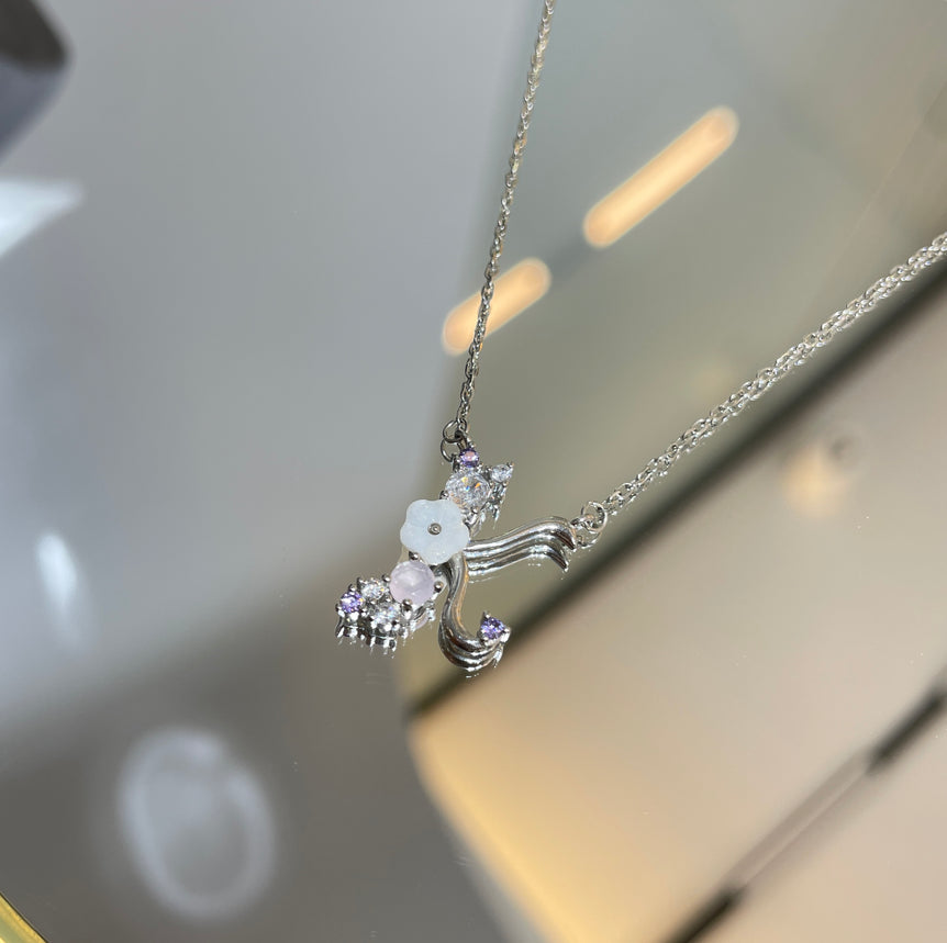 925 Silver K Initial Pendant