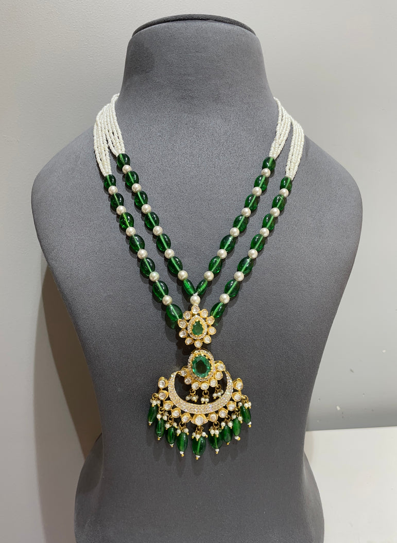 925 Silver Traditional Chandbali Polki Pendant