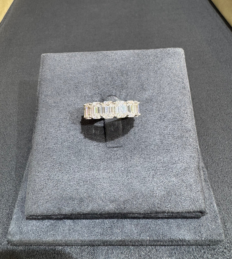 Modern Emerald-Cut Moissanite Eternity Diamond Band Ring