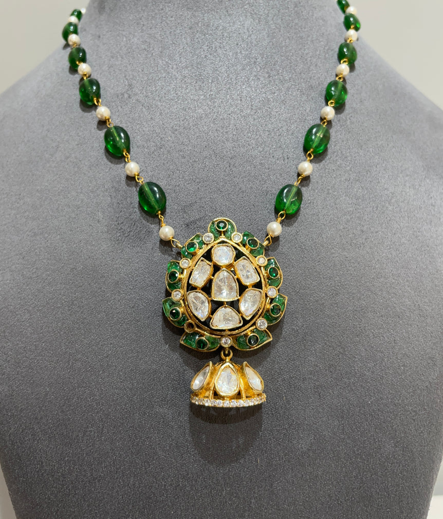 925 Silver Traditional Jhumki Drop Polki Pendant