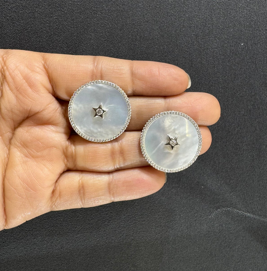925 Silver Solid White Enamel Studs