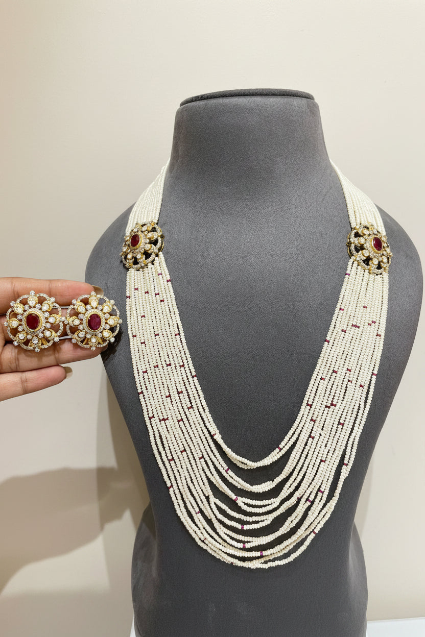 Multi-Strand Micro-Pearl Satlada Long Set