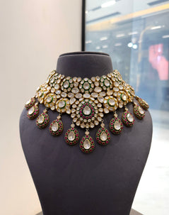 925 Silver Kashi Victorian Heavy Bridal Polki Set