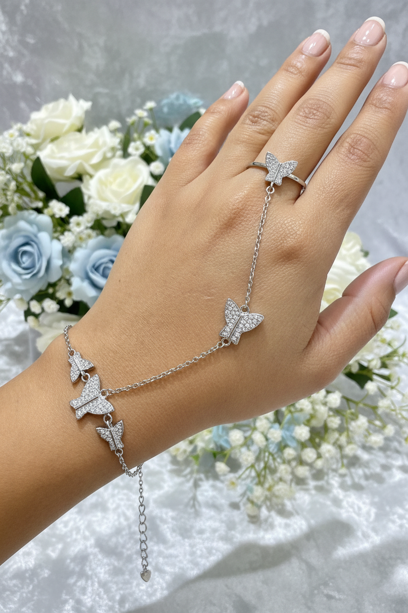 Butterfly Modern Diamond Look Hathphool