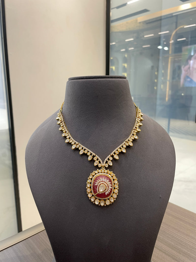 Regal Ruby Medallion Necklace Set
