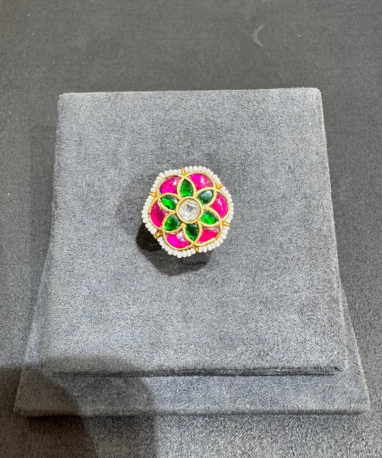 925 Silver Floral Gold Look Ring