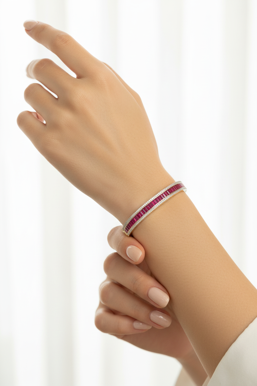 Pink Stone Diamond Look Bracelet