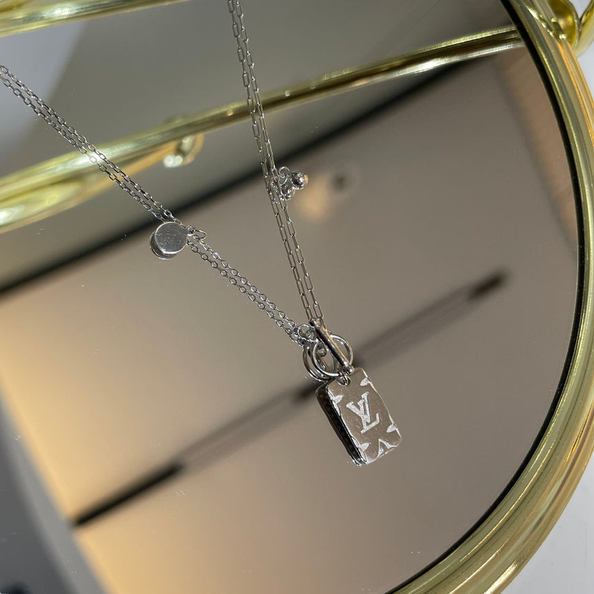 925 Silver LV Inspired Pendant