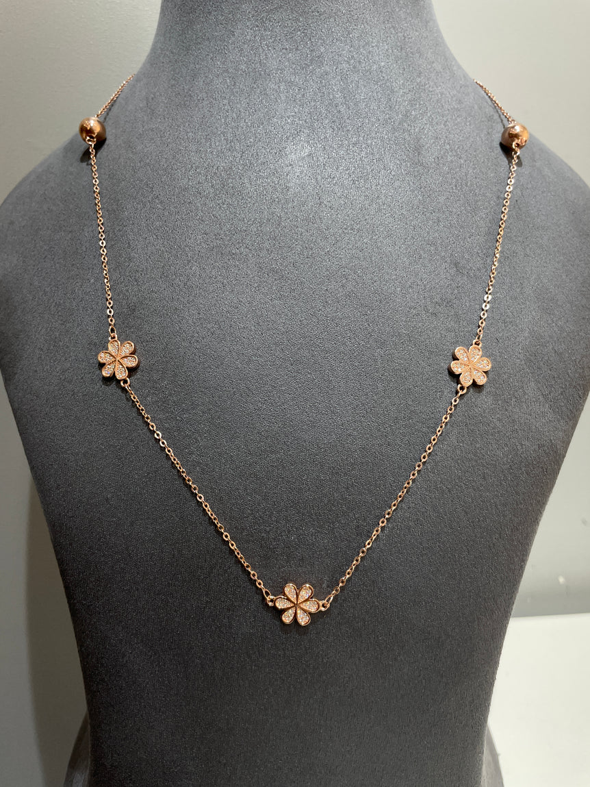 925 Silver Floral Long Pendant