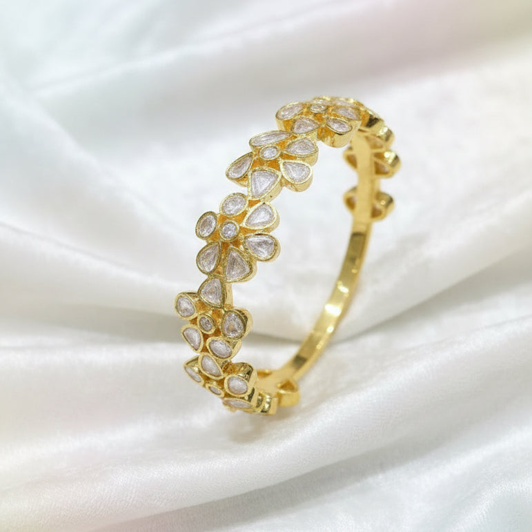 Blooming Moissanite Polki Floral Cluster Bracelet