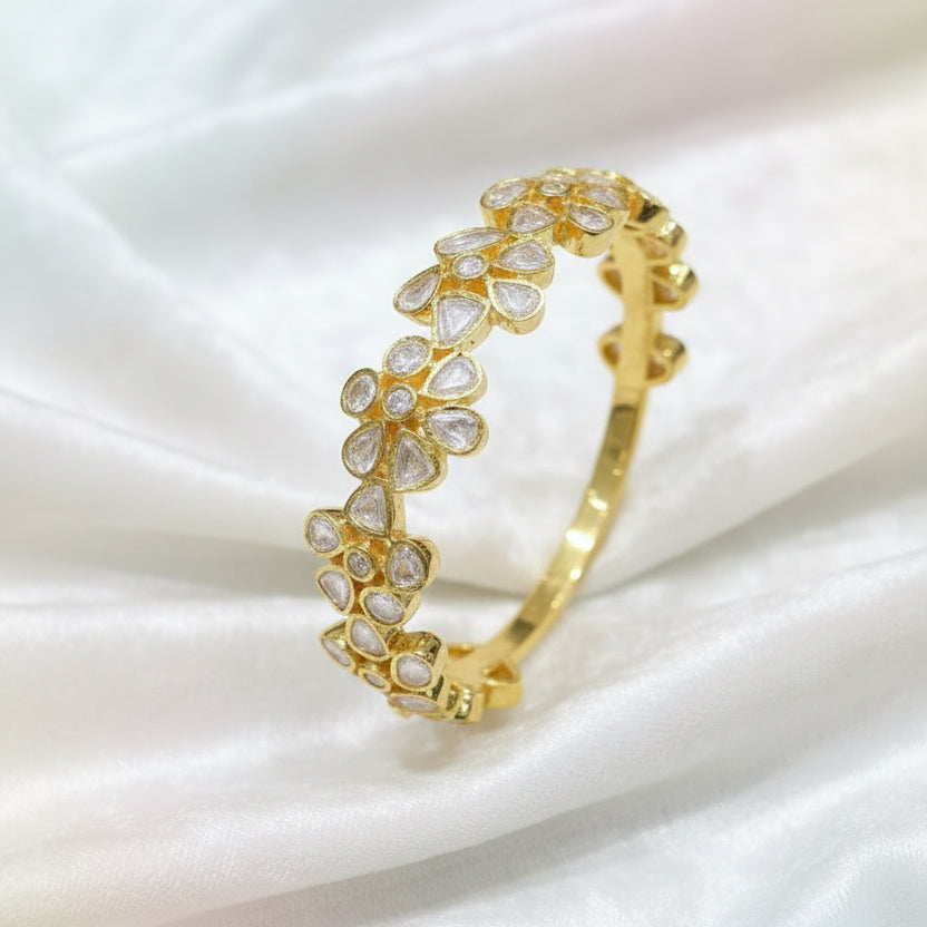 Blooming Moissanite Polki Floral Cluster Bracelet
