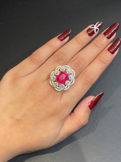 Square Ruby Statement Ring