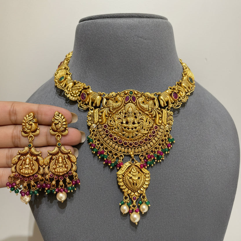 Imperial South Indian Elephant-Peacock Laxmi Gold Look Set
