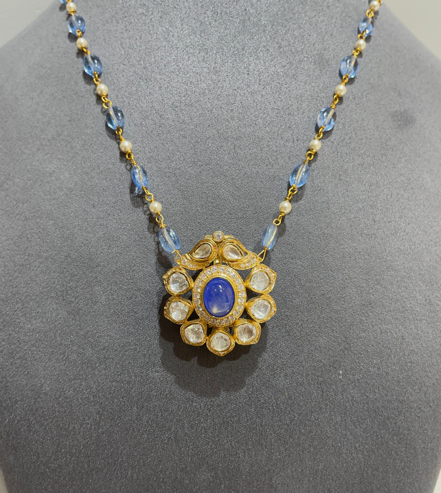 925 Silver Floral Tanzanite Stone Traditional Pendant