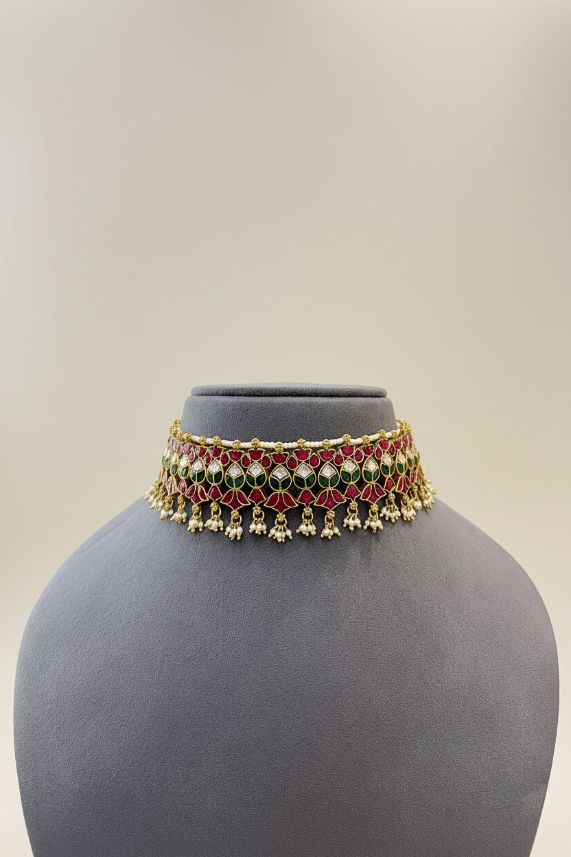 Grand Floral Kemp & Peacock choker