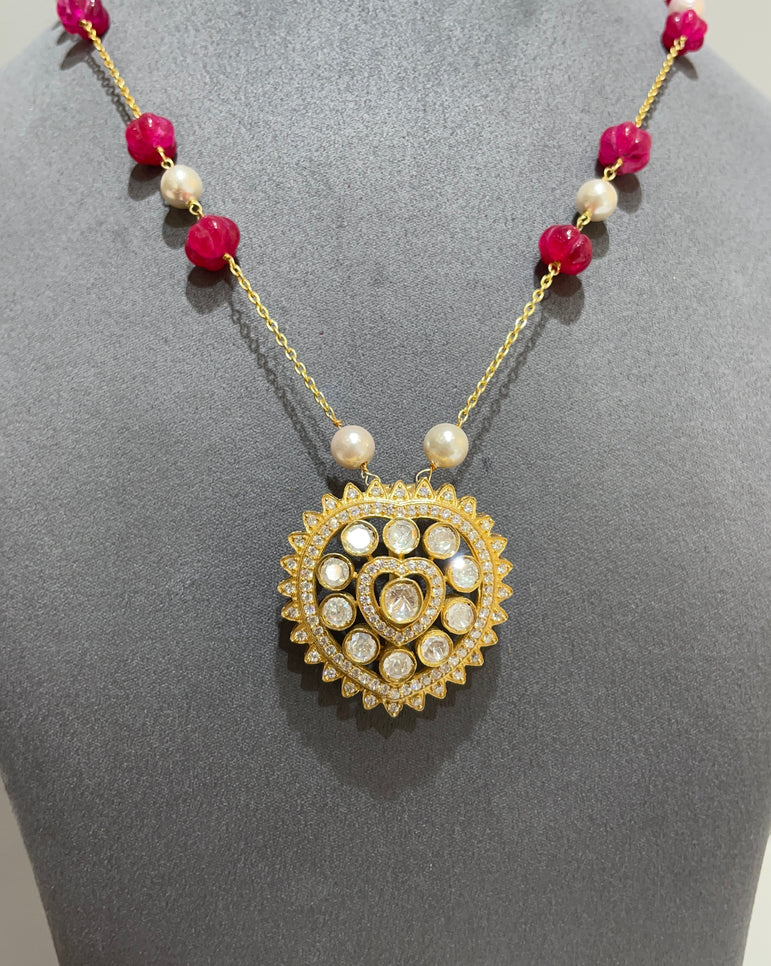 925 Silver Traditional Polki Pendant