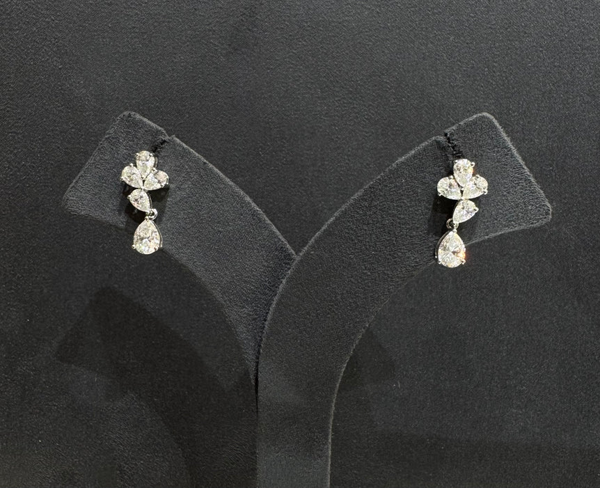 925 Silver Pear Cut Moissanite Diamond Earrings