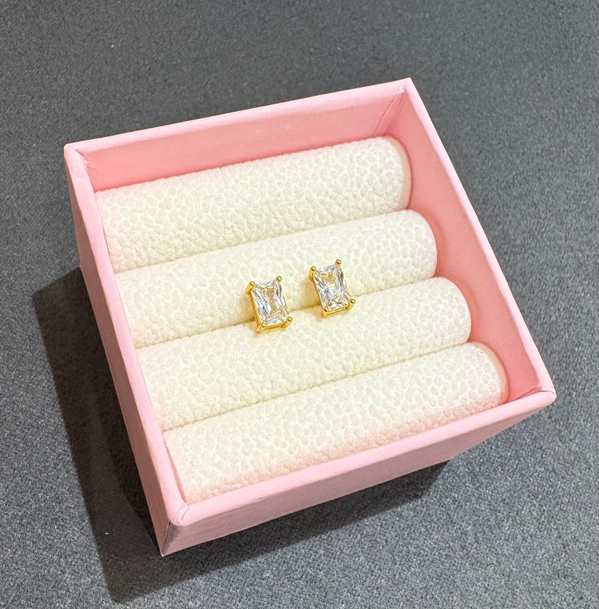 925 Silver Radiant Cut Solitaire Studs