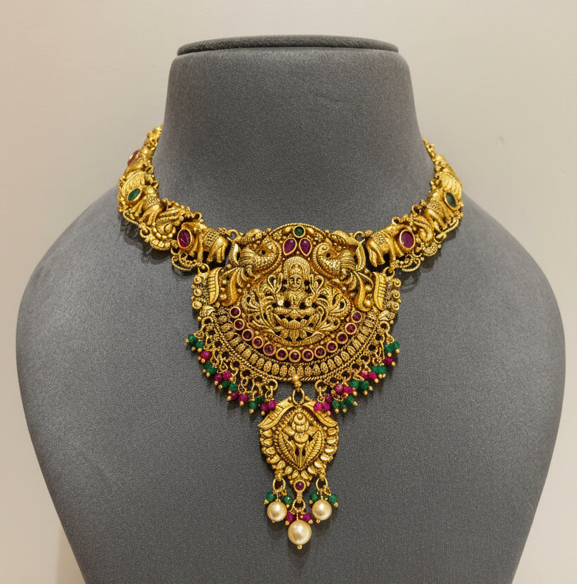 Imperial South Indian Elephant-Peacock Laxmi Gold Look Set