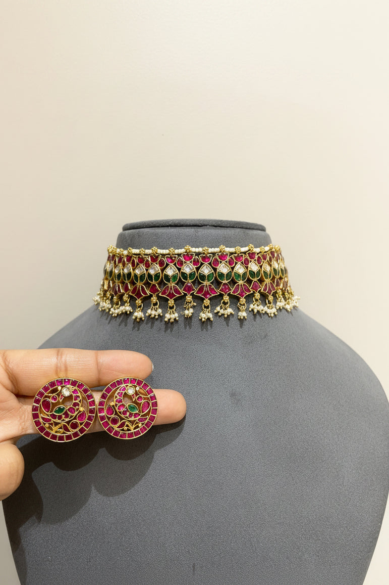 Grand Floral Kemp & Peacock choker