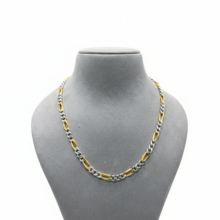 Silver Two-Tone Figaro Men's Chain