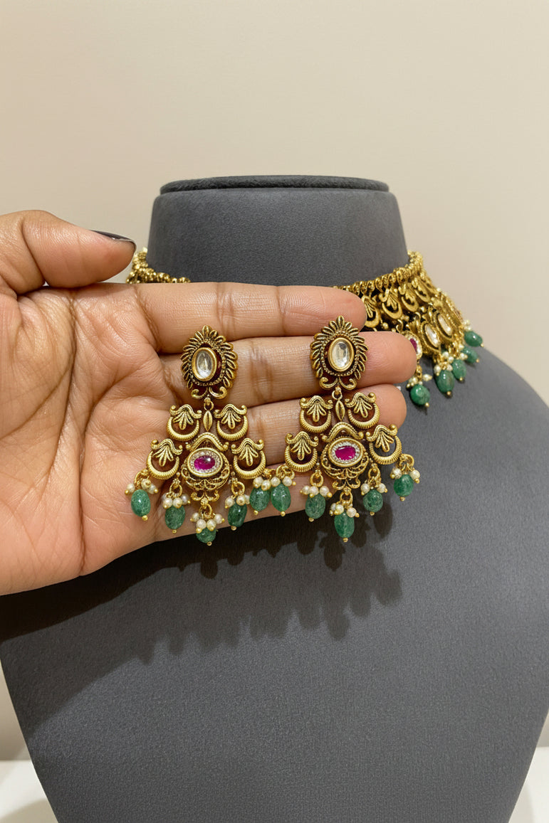 The Meera Emerald Gold Look Choker