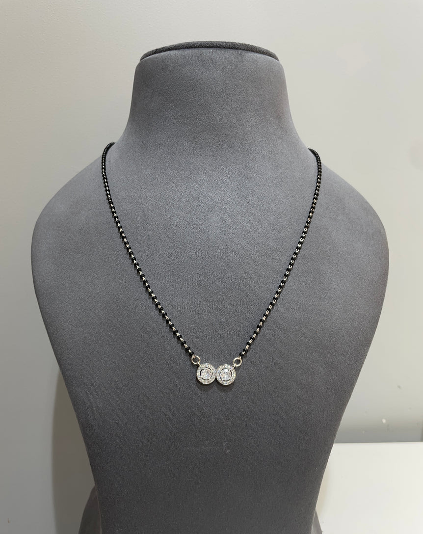 925 Silver Tanmaniya Twin Round Solitaire Pendent + Tanmaniya Mala