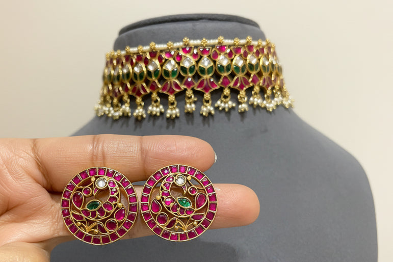 Grand Floral Kemp & Peacock choker