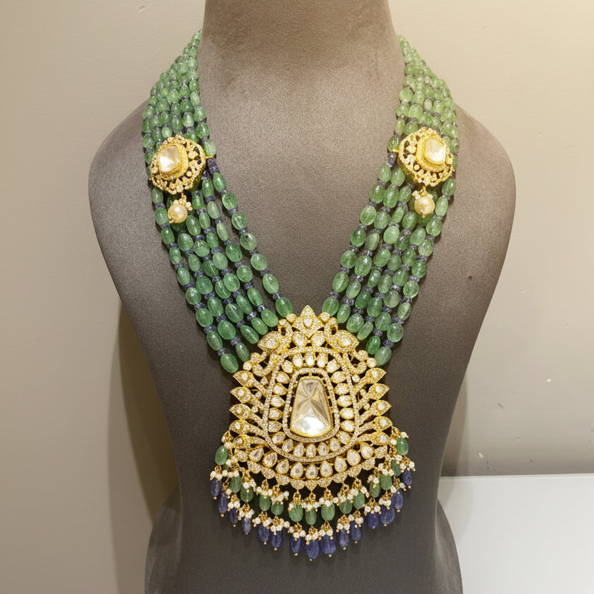 Moissanite Polki Statement Shield Necklace
