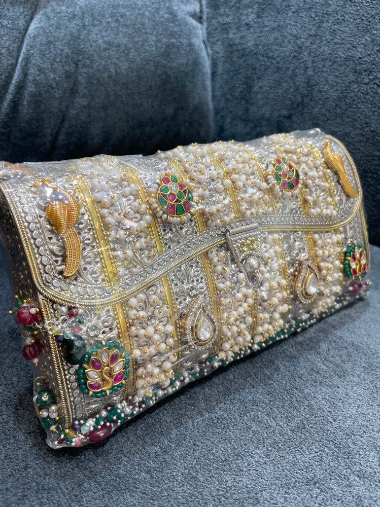925 Silver Pearly Peacock Purse