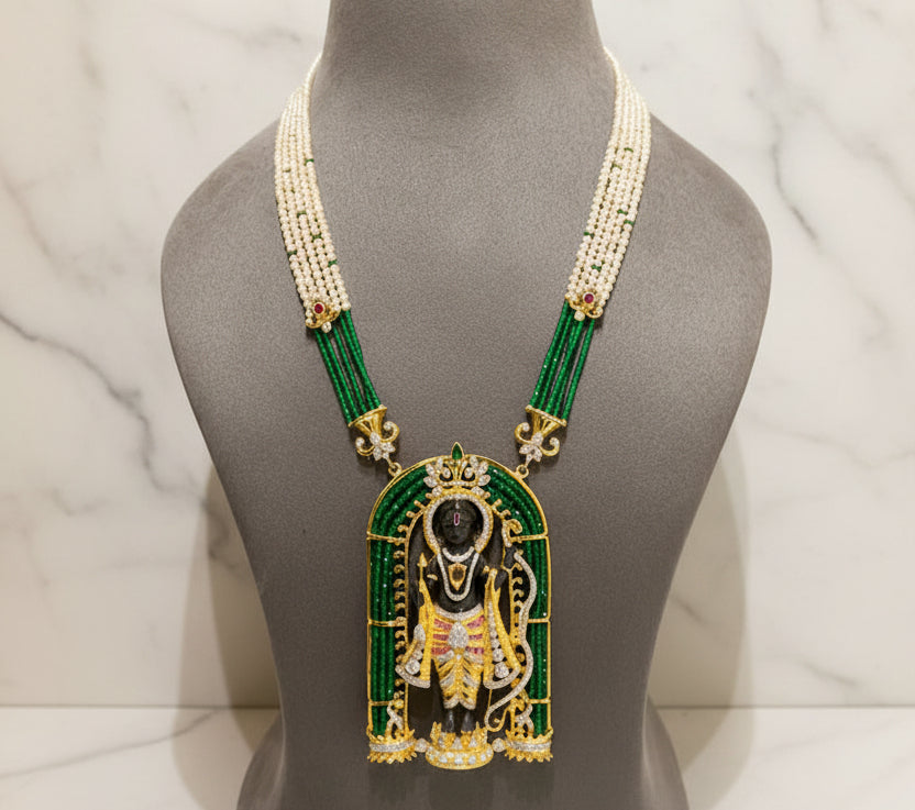 Royal Temple Collection Ram Lalla Idol Moissanite Diamond Set