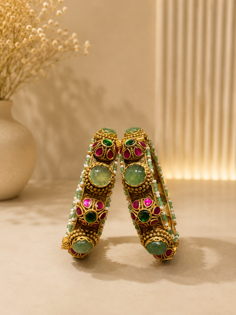 Antique Gold Openable Nakshi Statement Bangle