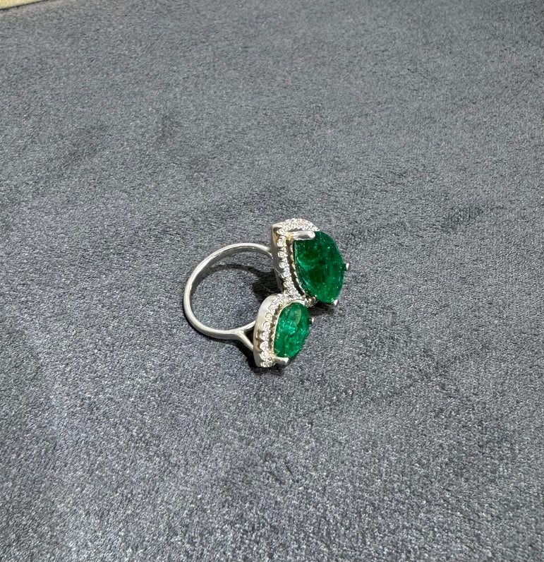 925 Silver Twin Vendure Cocktail Moissanite Diamond Ring