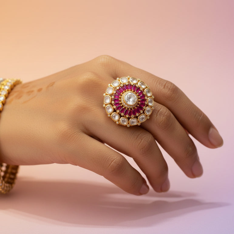 Heritage Sunflower Polki Ring
