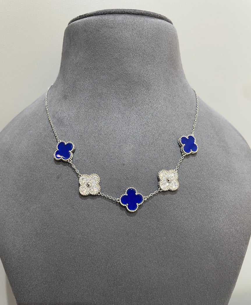 925 Silver Blue Colour Van Cleef Inspired Pendant