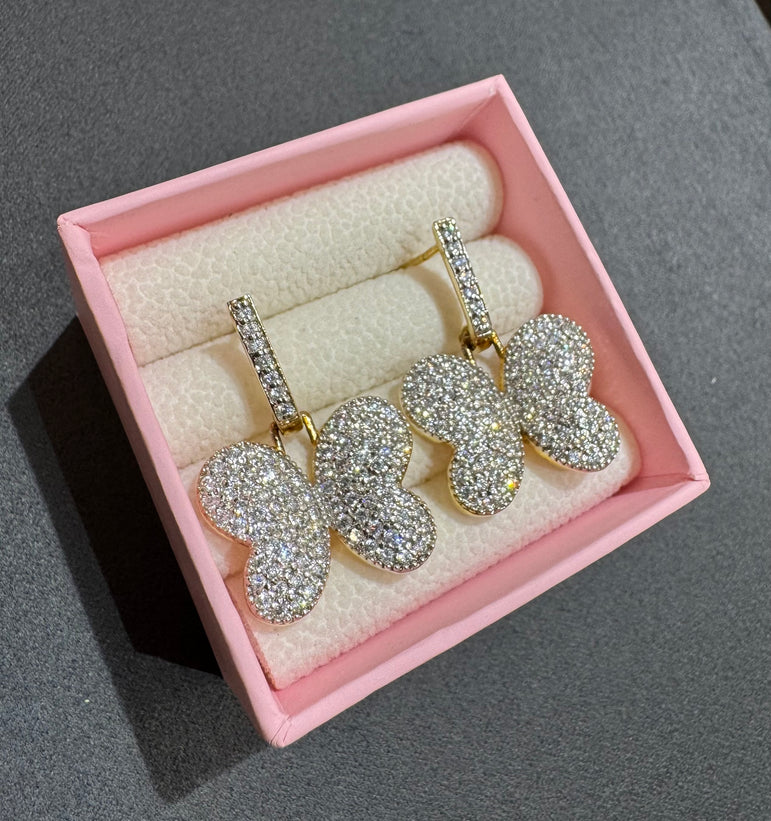 925 Silver Butterfly Drop Diamond Look Earrings
