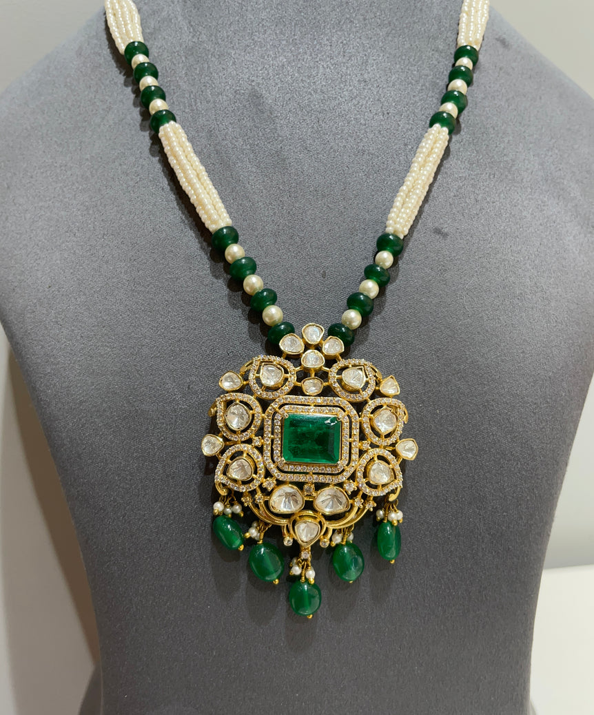 925 Silver Traditional Polki Pendant