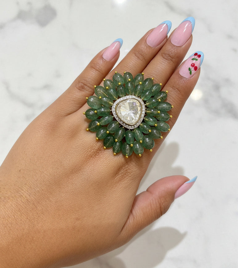 Evergreen Elegance Polki Ring