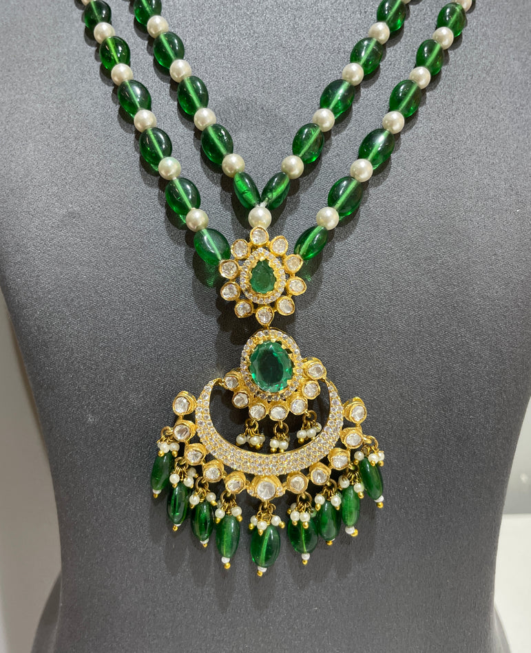 925 Silver Traditional Chandbali Polki Pendant