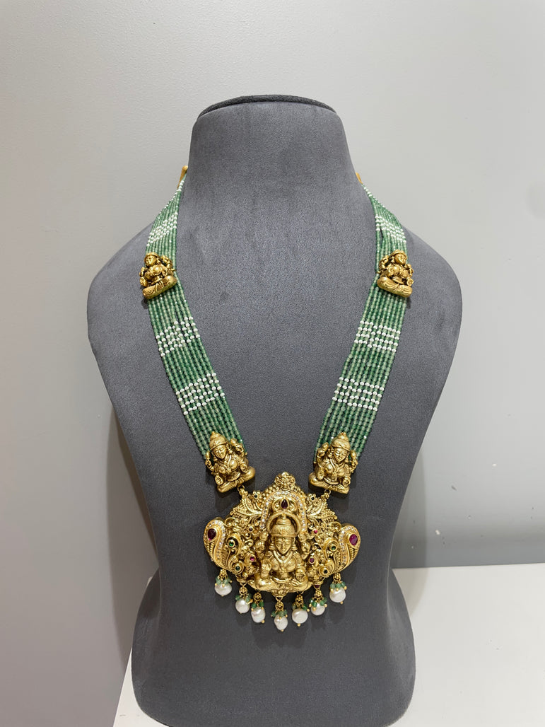 925 Silver Lakshmi Tejas Antique Gold Look Necklace Set