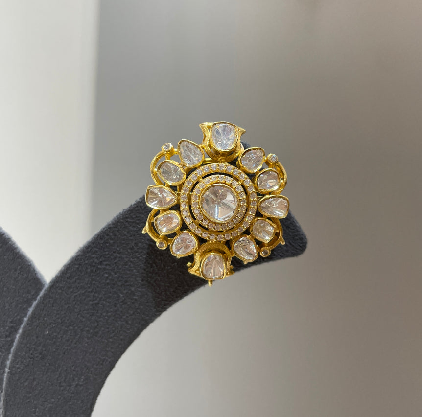 925 Silver Ethnic Floral Polki Earrings