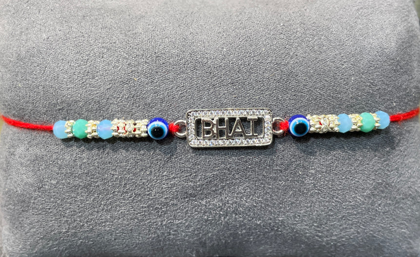 BHAI" Silver Rakhi with Evil Eye