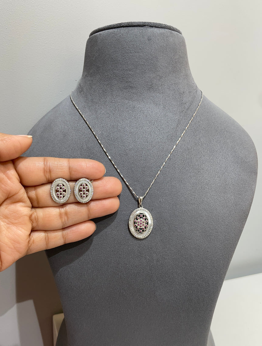 VICTORIAN PURE SILVER PENDANT SET