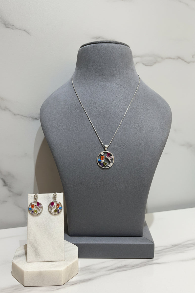 Empowered Circle Multi-Stone Diamond Pendant Set (Only Pendant Set)