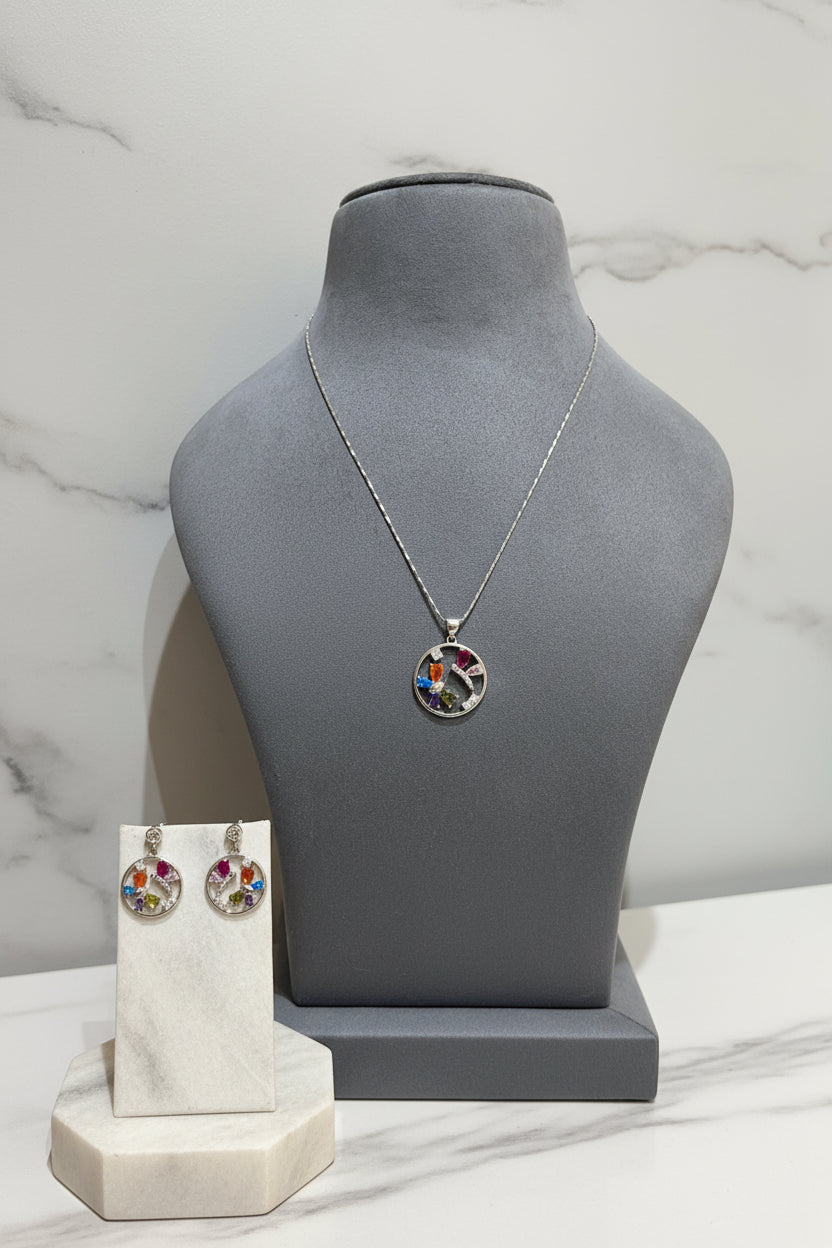 Empowered Circle Multi-Stone Diamond Pendant Set (Only Pendant Set)
