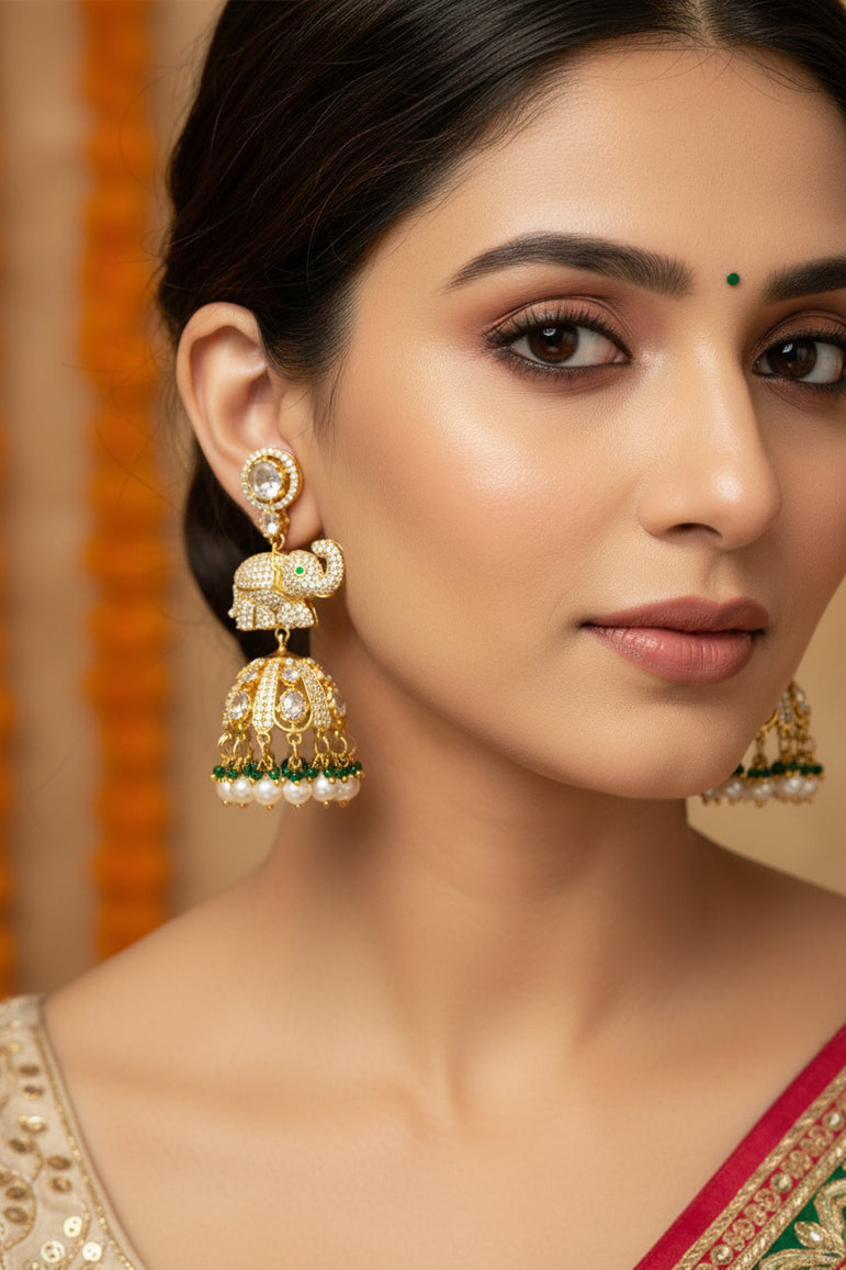 Gaja Polki Jhumka Earrings