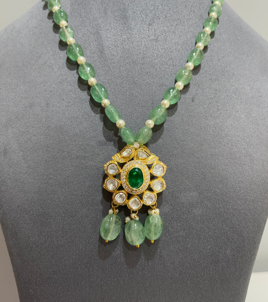 925 Silver Traditional Polki Pendant