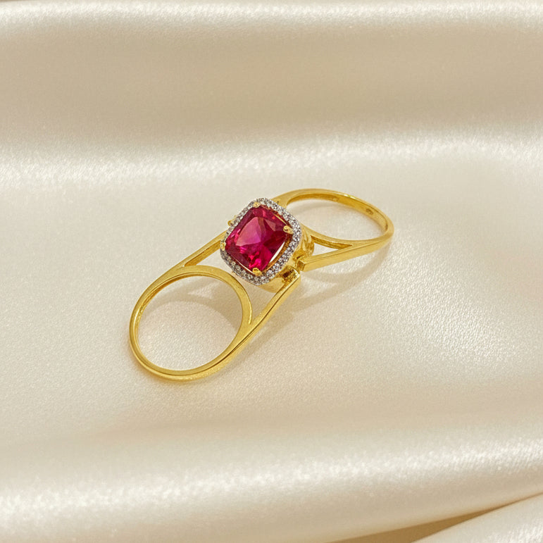 pink & Emerald Reversible Diamond Ring