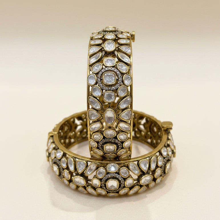 Royal Statement Moissanite Polki Openable Bangle