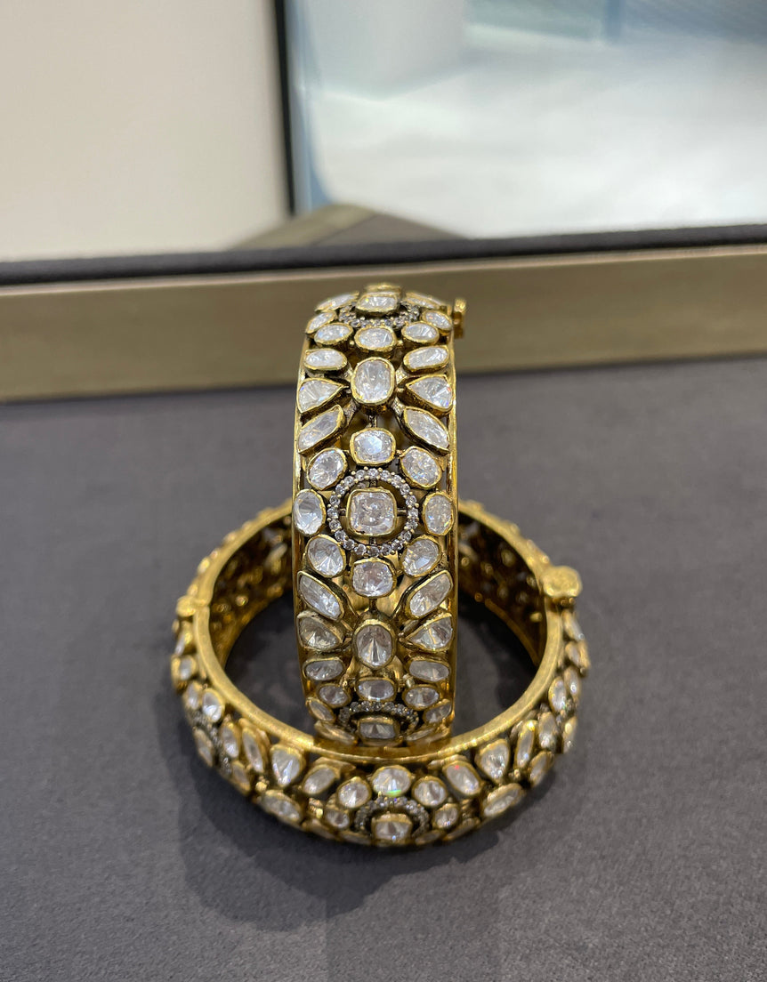 Royal Statement Moissanite Polki Openable Bangle
